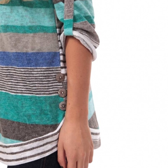 ❗️Just in❗️Blue & Gray Striped Blouse - Picture 2 of 3